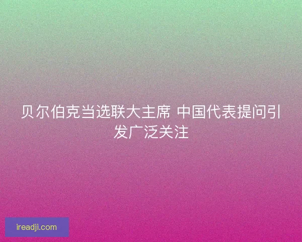 贝尔伯克当选联大主席 中国代表提问引发广泛关注