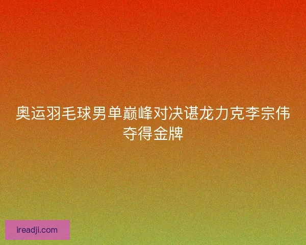奥运羽毛球男单巅峰对决谌龙力克李宗伟夺得金牌